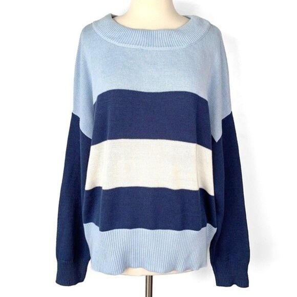 NWT Lucky Brand Striped Color Block Knit Pullover Sweater - Picture 3 of 7